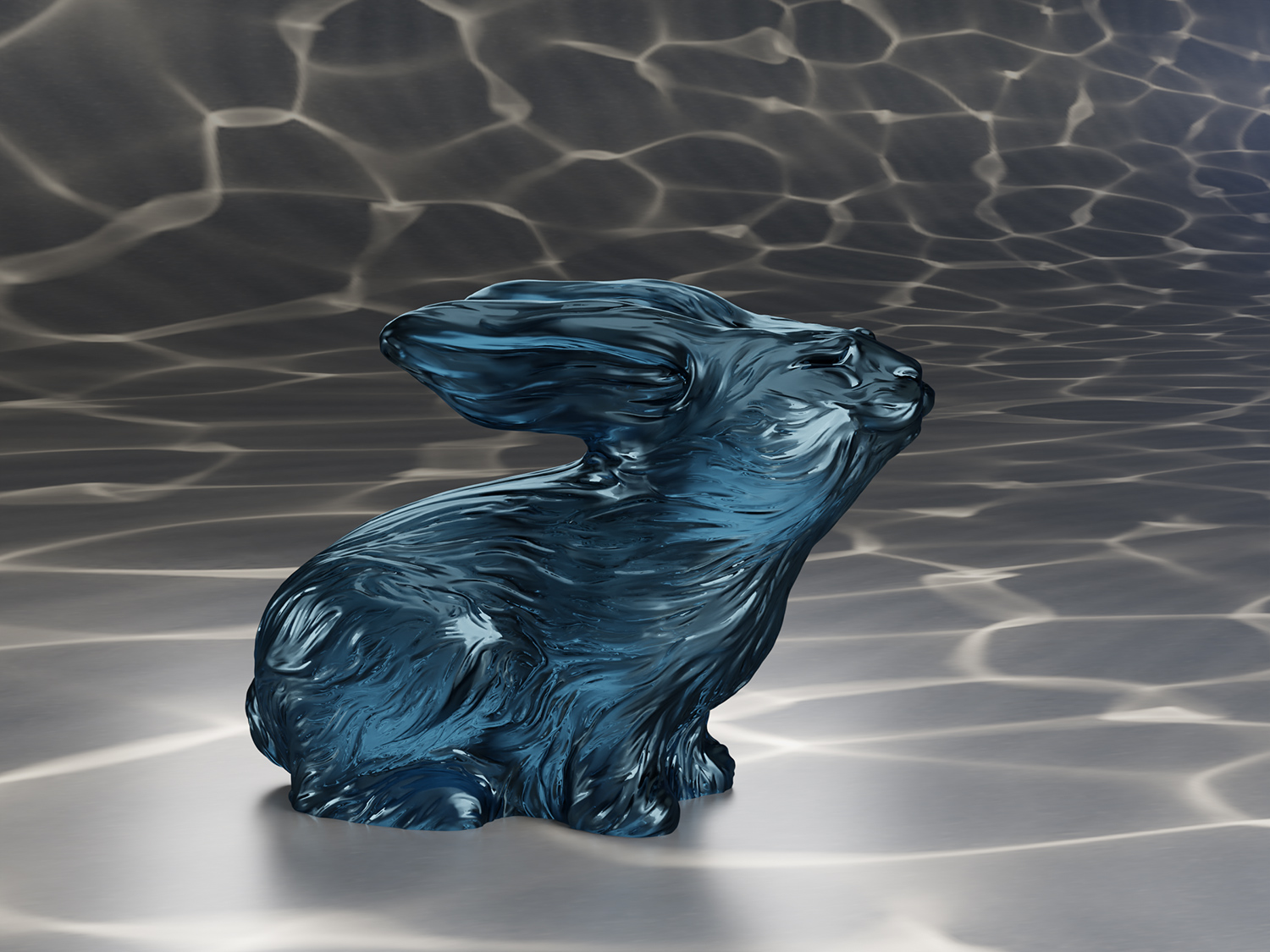 Rabbit Figurine. Conceptual Sculpture of the mystical Water Rabbit as a